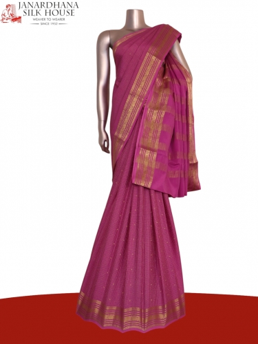 Pure Checks Butta Zari Mysore Crepe Silk Saree